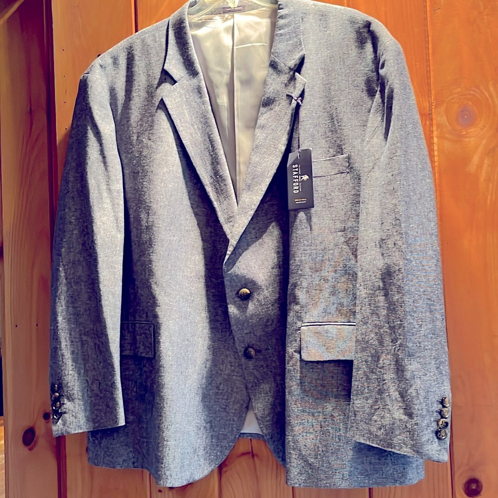 NWT Stafford Men’s Blue Twill Big and Tall Sport Coat 58 S Big- 5XL